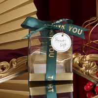 Boîtes cadeaux transparentes en PVC pour mariage, Noël, gâteaux, chocolats, bonbons, pommes, avec support inférieur doré