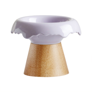 Shamitao Eco-friendly Durável Dog <span class=keywords><strong>Cat</strong></span> Food Bowls Atacado Dividir Cerâmica De Madeira <span class=keywords><strong>Pet</strong></span> Tigelas De Gelo Alto Forma Antiderrapante Água - Product Image 1
