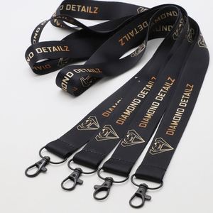 Cordones Personalizados de Poliéster para Sublimación con Cierre de Langosta Negro, Cordones de Moda para Tarjetas de Identificación de Marca - Product Image 1