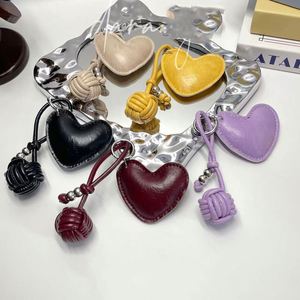 Wholesale Creative Leather Heart Cotton Filled Phone Lanyard Keychain Woven Ball Keychains Bag Pendant Charm <b>Backpack</b> Decoration - Product Image 2