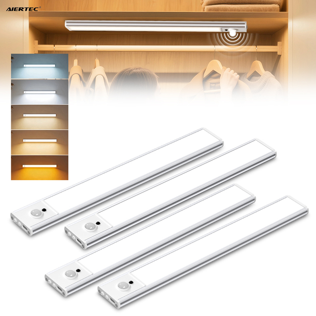 New Private Model Usb Rechargeable Battery 5 Color and Brightness Dimmable Motion Sensor Kitchen Under Led Cabinet Light