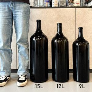 Botella de Vino Redonda de Lujo, Personalizada, con Forma a Medida, OEM/ODM, Bajo MOQ, Hecha a Mano, 3L, Color Borgoña, con Tapón de Corcho de Vidrio - Product Image 3