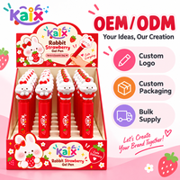 Stylos gel mignons KAIX Chat et Lapin Fraise 0,5 mm – Lots de stylos en silicone à encre gel motif dessin animé pour cadeaux scolaires
