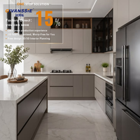Meuble de cuisine modulaire en contreplaqué avec panneau mélaminé, armoire de cuisine sur mesure avec rangement à angle mort, résistant à l'eau