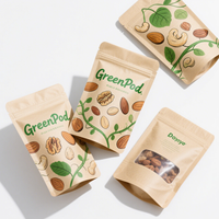 Compostable Eco Recyclable Kraft Paper Zip Lock Bag with Aluminum Foil Inner for Bakery Tea Powdered Food Items
