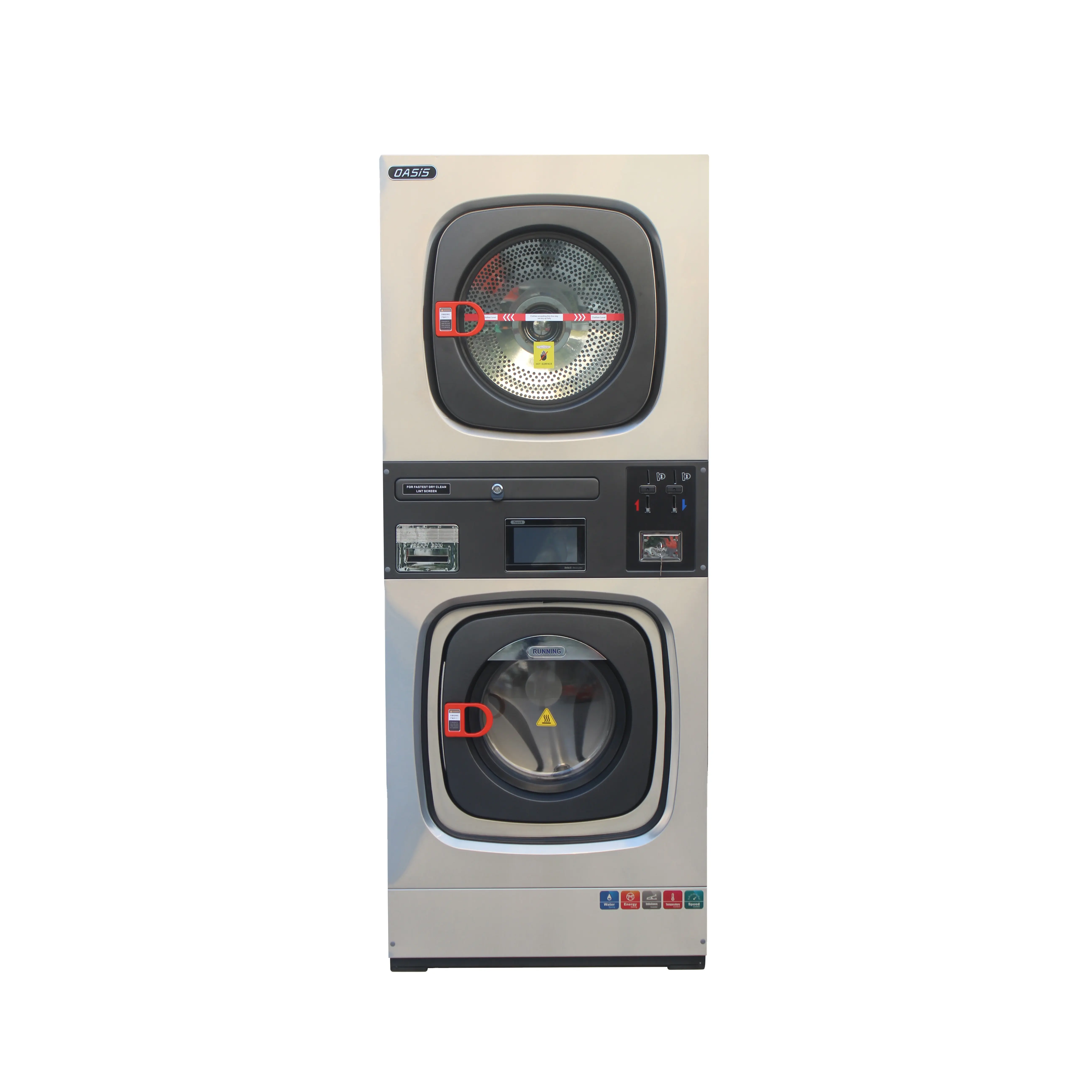 Endüstriyel ticari çamaşır yıkama kurutma makinesi setleri dokunmatik ekran kontrolü ile tamamen entegre çamaşır ve kurutma makinesi