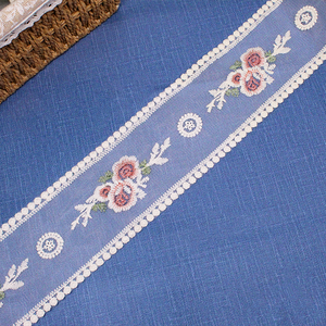 Guipur 8,5 cm encaje bordado inglés con malla de flores con bordado Floral tela de poliéster recorte de encaje - Product Image 1