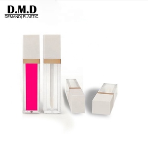 Moda de lujo vacío 6 ml 6 ml 7 ml 7 ml envase de brillo de labios esmerilado tubo de brillo de labios blanco cuadrado con varita - Product Image 5