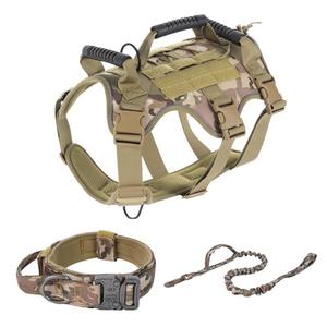 Conjunto de Arnés Táctico para Perro de 3 Piezas, Chaleco Ajustable con Collar, Correa y Asa de Control, Verde Oliva, Talla Grande - Product Image 4
