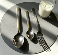 Lot de cuillères de table en acier inoxydable avec poignée gaufrée, couleur argent, faible MOQ pour les distributeurs en gros