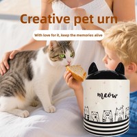 Urna Funeraria para Mascotas, Perros y Gatos, Estilo Europeo Americano, Hecha a Mano, Moderna y Minimalista, Mini Ataúd de Cerámica para Cenizas de Animales