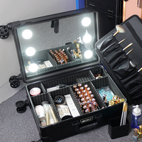 Valise de maquillage sur roulettes verrouillable, valise de maquillage pour artiste, chariot de maquillage cosmétique