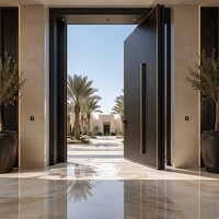 Porte d'entrée pivotante en aluminium de luxe surdimensionnée à isolation thermique avec quincaillerie allemande pour villa et manoir aux Émirats arabes unis, verre trempé certifié