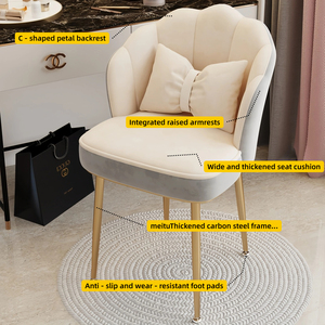 Bàn trang điểm nhẹ nhàng sang trọng kiểu cánh hoa dành cho các cô gái, ghế trang điểm hiện đại hợp thời trang với tựa lưng, thiết kế lấy cảm hứng từ hoa, thích hợp cho phòng ngủ gia đình. - Product Image 4