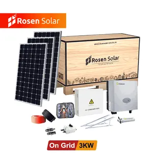 Sistema de panel solar para uso doméstico, en red, 1kw, 2kw, 3kw, 5kw, 10kw, 15kw, 20kw, con garantía larga