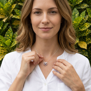 Collar con Colgante de Corazón Natural, Plata de Ley 925, Bañado en Rodio, Cadena de 18 Pulgadas, Joyería Fina Hecha a Mano con Piedras Preciosas, para Mujer, OEM, ODM - Product Image 3