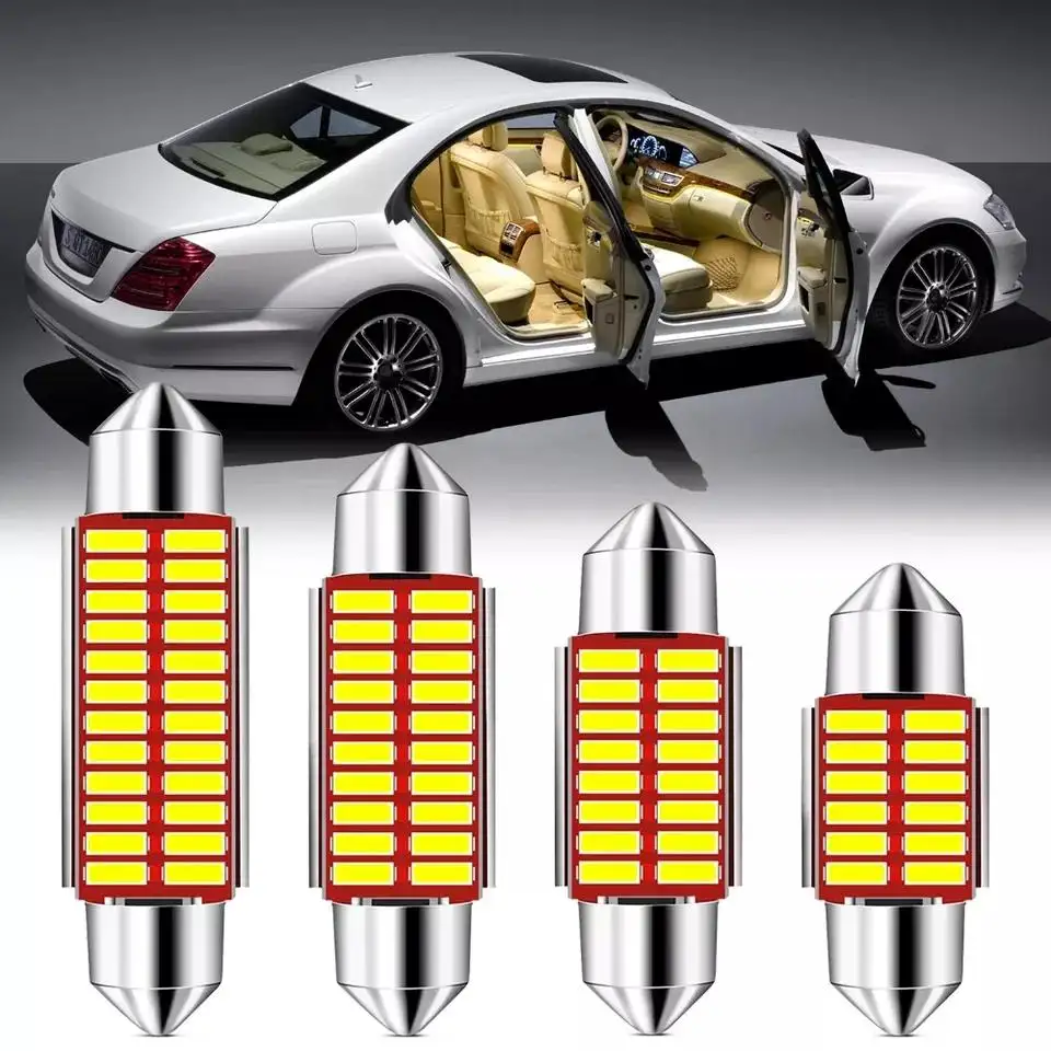 Auto LED COB festone 31mm 36mm 39mm 41/42mm 12V lampadine bianche per auto targa interna luce di lettura 6000K 12SMD