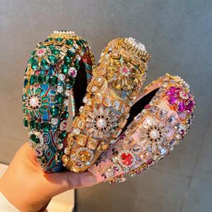 عصابات رأس فاخرة مرصعة بالأحجار الكريمة على الطراز الباروكي، إصدار عريض من المجوهرات - Product Image 6