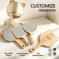 Miroir de poche en bois personnalisé avec logo professionnel, miroir de maquillage portable pour microblading, salon de beauté et cadeau