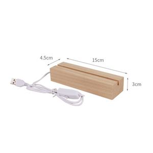 Creative <b>USB</b> Remote Switch Control LED <b>Night</b> <b>Light</b> Holder Beech Wood Base Rectangular Acrylic Middle Wooden Base Bedroom <b>Light</b> - Product Image 2