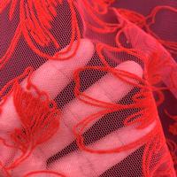 Kain Tulle Poliester Berbunga Merah Besar, Jaring Bunga Beludru untuk Dekorasi Pesta, Kostum Panggung, DIY Valentine & Natal