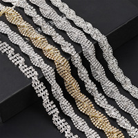 Cadenas de Cristal de Vidrio de 1 Yarda para Costura, Adornos de Cristal, Apliques de Cristal con Garras para Vestidos