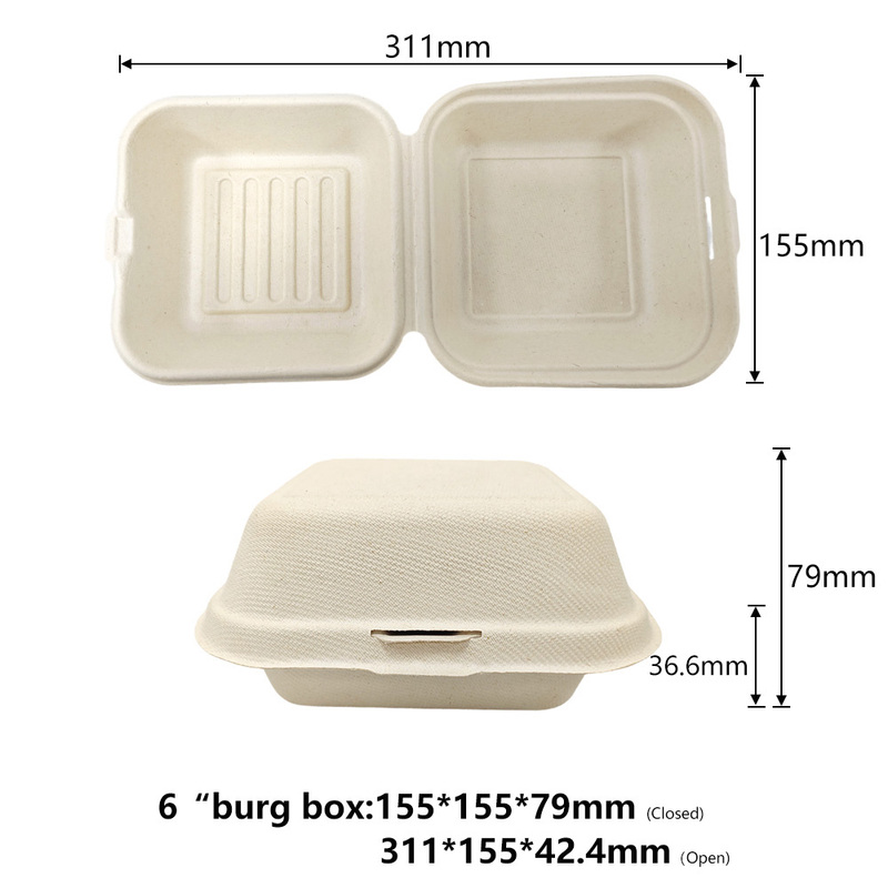 450ML Sugarcane Bagasse Disposable Food Container