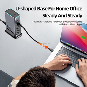 Chargeur rapide haute <span class=keywords><strong>puissance</strong></span> 140W GaN USB-C avec support de lampe multi-ports <span class=keywords><strong>ordinateur</strong></span> <span class=keywords><strong>portable</strong></span>/tablette/téléphone <span class=keywords><strong>portable</strong></span> Station de charge de type C de bureau - Product Image 5