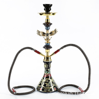 Pipe à eau en verre en forme d'aigle de taille moyenne, ensemble complet d'accessoires créatifs pour chicha arabe à double tube