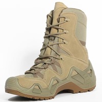 Bottes tactiques montantes personnalisables WANZHUO pour l'extérieur, l'alpinisme, le désert, la randonnée et l'entraînement, en cuir de haute qualité