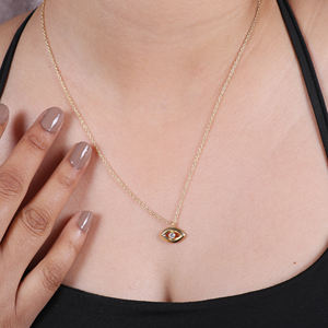 Collar EvilEye chapado en oro de Plata de Ley 925 más moderno, piedra preciosa:-Zirconia cúbica para regalo y venta - Product Image 3