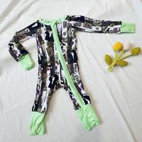 Vêtements en gros de Chine - Combinaison de nuit pour bébé à double fermeture éclair, motif animal de dessin animé et floral, pour Halloween