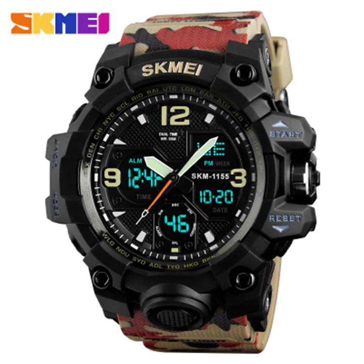 Skmei 1155 Camouflage Athletic Watches Hot Jam Tangan Analog Digital Watch reloj Pupils Wristwatch