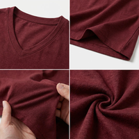 T-shirt Homme Col V Uni en Coton Mélangé Manches Courtes Coupe Slim – Vente en Gros Direct Usine