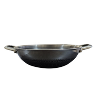 Dreischichtiger Edelstahl-Wok, beidseitig geätzt, antihaftbeschichtet, mit Glasdeckel, universell für Gasherd und Induktionsherd geeignet, Küchenutensilien