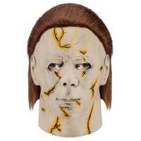 Masque d'Halloween en caoutchouc, cagoule intégrale, même style que dans le film 'Halloween', accessoire réaliste pour spectacles, fabriqué en Chine