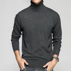 Nuevos suéteres de Cachemira Color sólido Cómodo Suéter de cuello simulado Hombres Suéteres suaves de manga larga delgados para hombres - Product Image 3