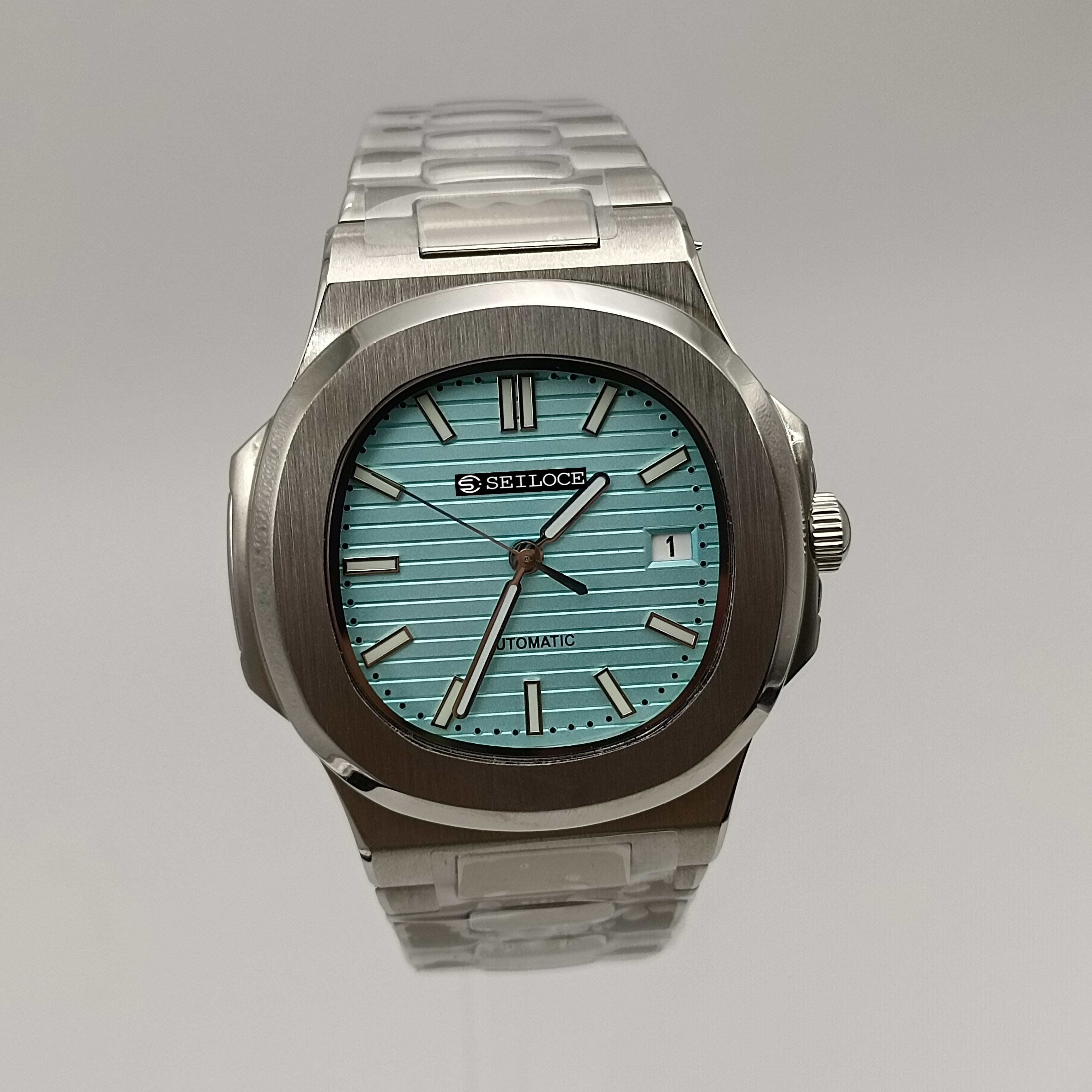 ตัวเรือนสีเงิน+หน้าปัดสีน้ำเงิน