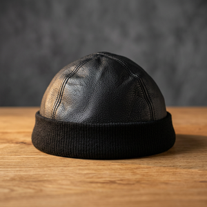 HMB-909B Genuine Leather Skullcap Durag Head Wrap Bandana <b>Hats</b> <b>Beanie</b> Grip Style Free Size Unisex Four Seasons - Product Image 2