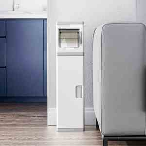 Armario de Almacenamiento para Baño Waretary con Portarrollos de Papel Higiénico, Armario Estrecho y Alto para Montar en la Pared, Impermeable, Resistente a la Humedad - Product Image 4