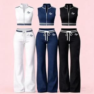 Conjunto Deportivo de Algodón para <span class=keywords><strong>Mujer</strong></span>, Chaleco Polo con Logotipo Personalizado y Pantalones, Ropa de Resort, Conjunto de 2 Piezas - Product Image 1