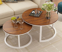 Meubles de maison au design moderne, table basse à plateau en bois, table d'appoint gigogne, table ronde de salon, table d'appoint pour le thé