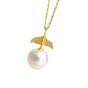 S925 Silver Pendant DIY <b>Pearl</b> Accessories Empty Butterfly Style <b>Necklace</b> with 9-12mm Round Beads White <b>Gold</b> Chains 30780 - Product Image 5