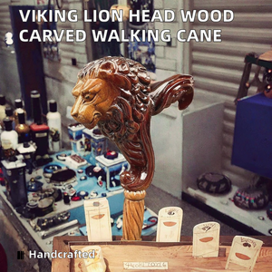 Cuchillo de Cocina Vikingo con Cabeza de León Tallada en Madera, Mango Ergonómico, 37 Pulgadas, Estilo Vintage, para Hombres y Mujeres, Regalo para San Valentín o Año Nuevo - Product Image 2