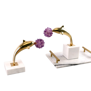Artesanía de Lujo en Latón con Diseño de Delfín, Pulido, para Sala de Estar, Mueble para TV/Vino, Regalo Festivo, Decoración del Hogar - Product Image 1