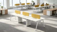 Muebles de Oficina Modulares, Estación de Trabajo para 3 Personas, Escritorio Combinado, Mesa Moderna y Minimalista para Centro de Llamadas