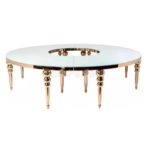 Table ronde en acier inoxydable de luxe pour réceptions de mariage, mobilier en métal pour plusieurs personnes, ODM - Product Image 1