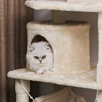 Ltwzmaker — tour à chat, tour de chat à plusieurs niveaux, avec Perches en peluche et hamac, arbre d'escalade Beige