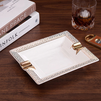 Cendrier à cigares JH Luxury en or véritable pour 2 cigares, cendrier extérieur écologique en céramique
