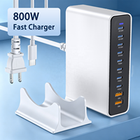 Chargeur de bureau rapide HNT 800W 10-en-1, station d'adaptation universelle GaN 8C+2A pour iPhones avec prises US, EU, UK, AU, JP, ODM/OEM